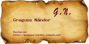 Greguss Nándor névjegykártya